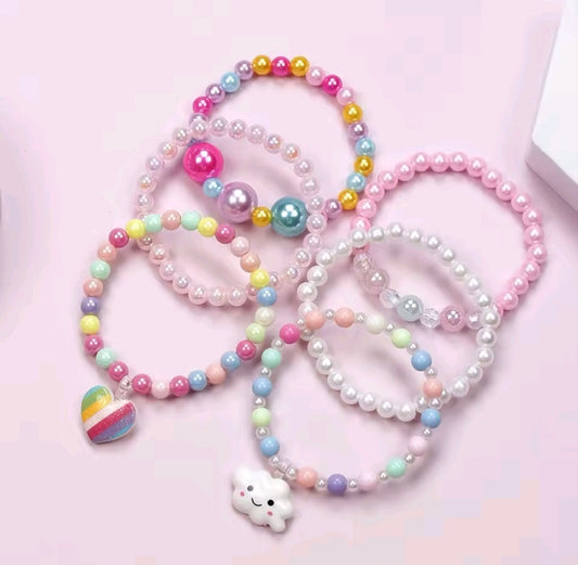 Kids pastel Beaded Charm Bracelet Collection