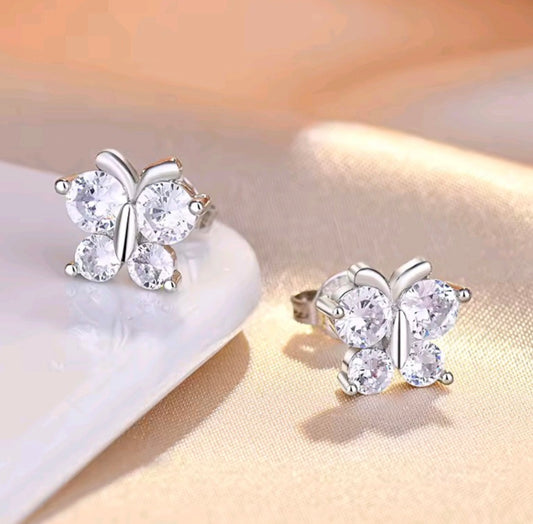 925 sterling silver butterfly stud earrings