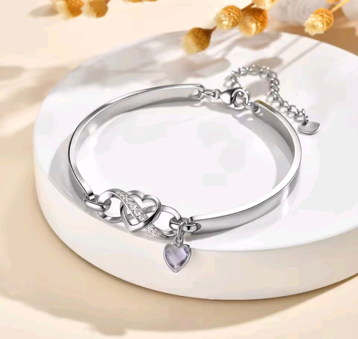 Heart Infinity Birthstone Charm Bracelet