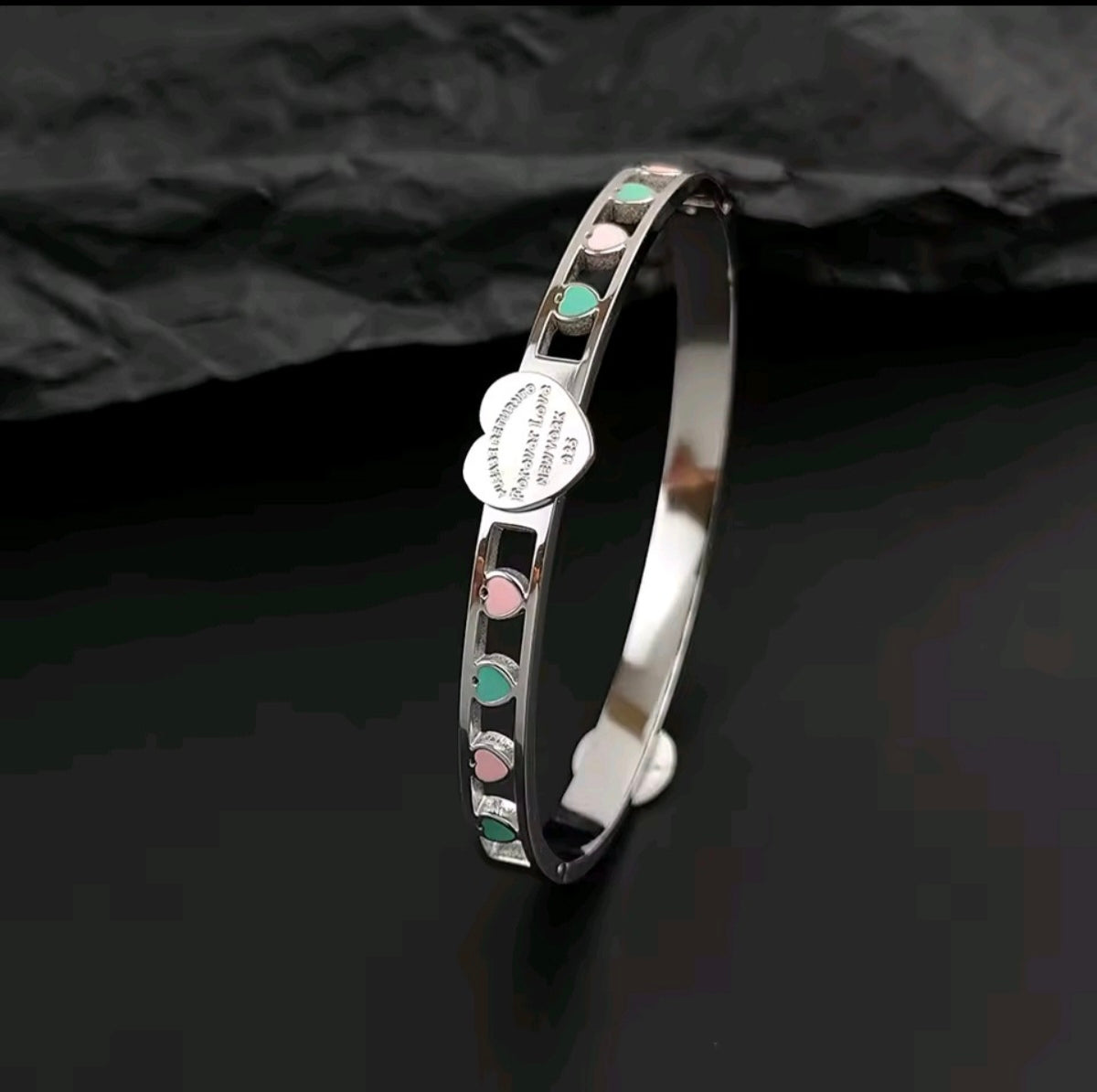 Forever Love Heart Enamel Bangle