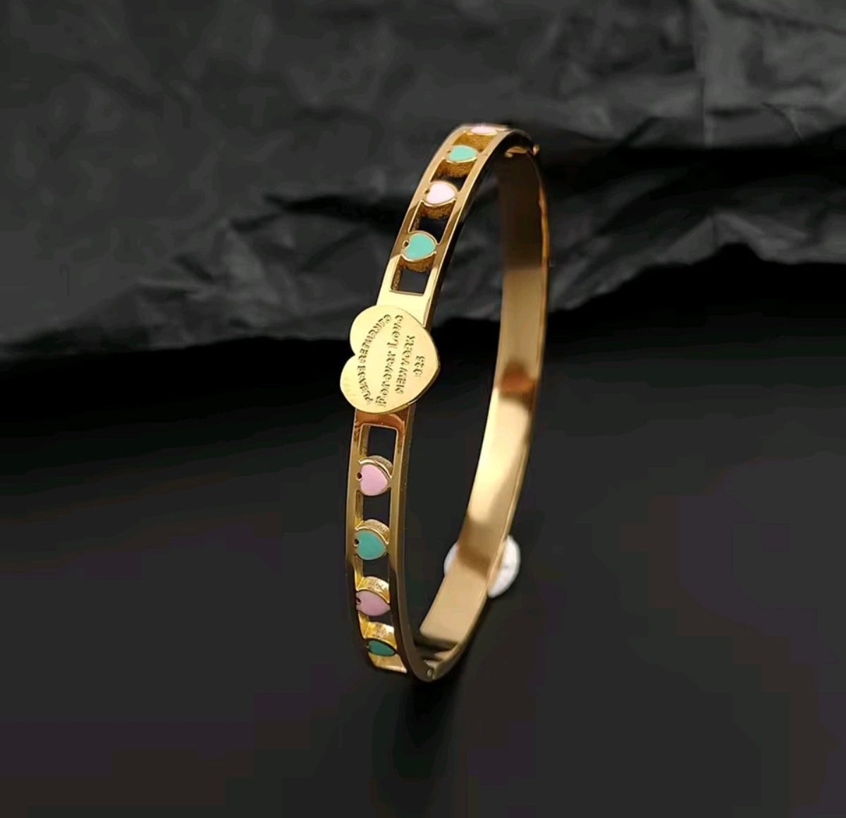 Forever Love Heart Enamel Bangle