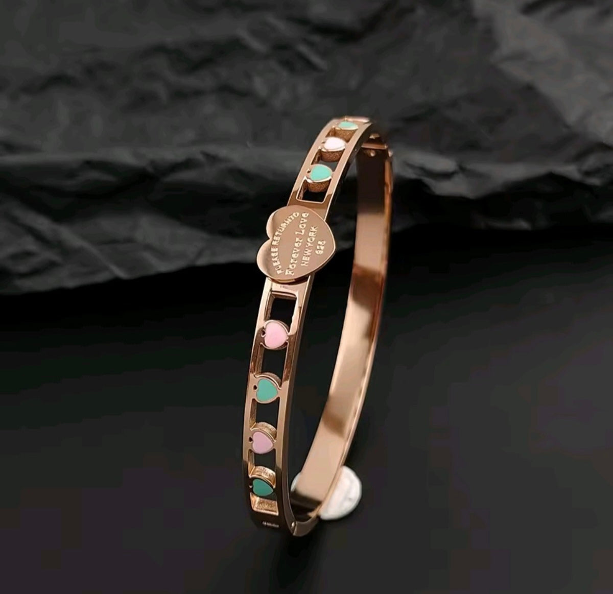 Forever Love Heart Enamel Bangle