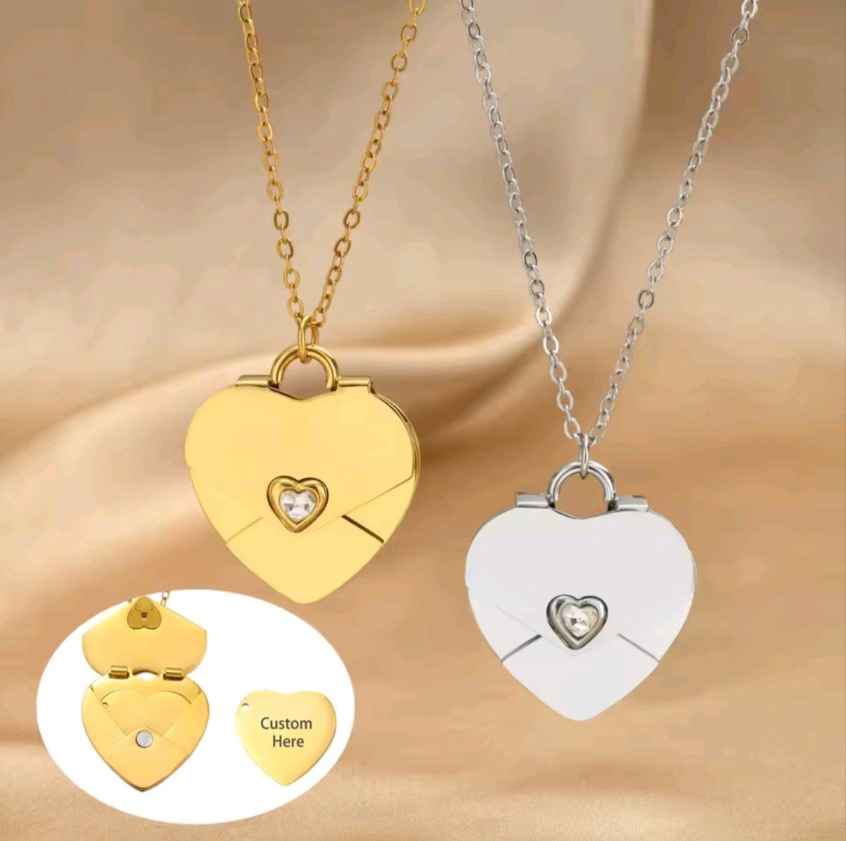 Custom Heart Necklace Openable Secret Message Locket