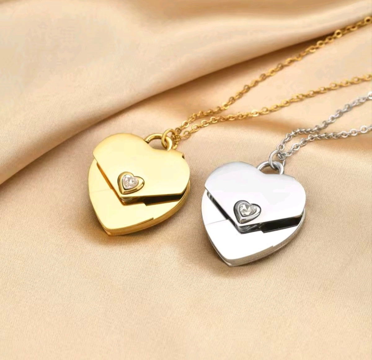 Custom Heart Necklace Openable Secret Message Locket