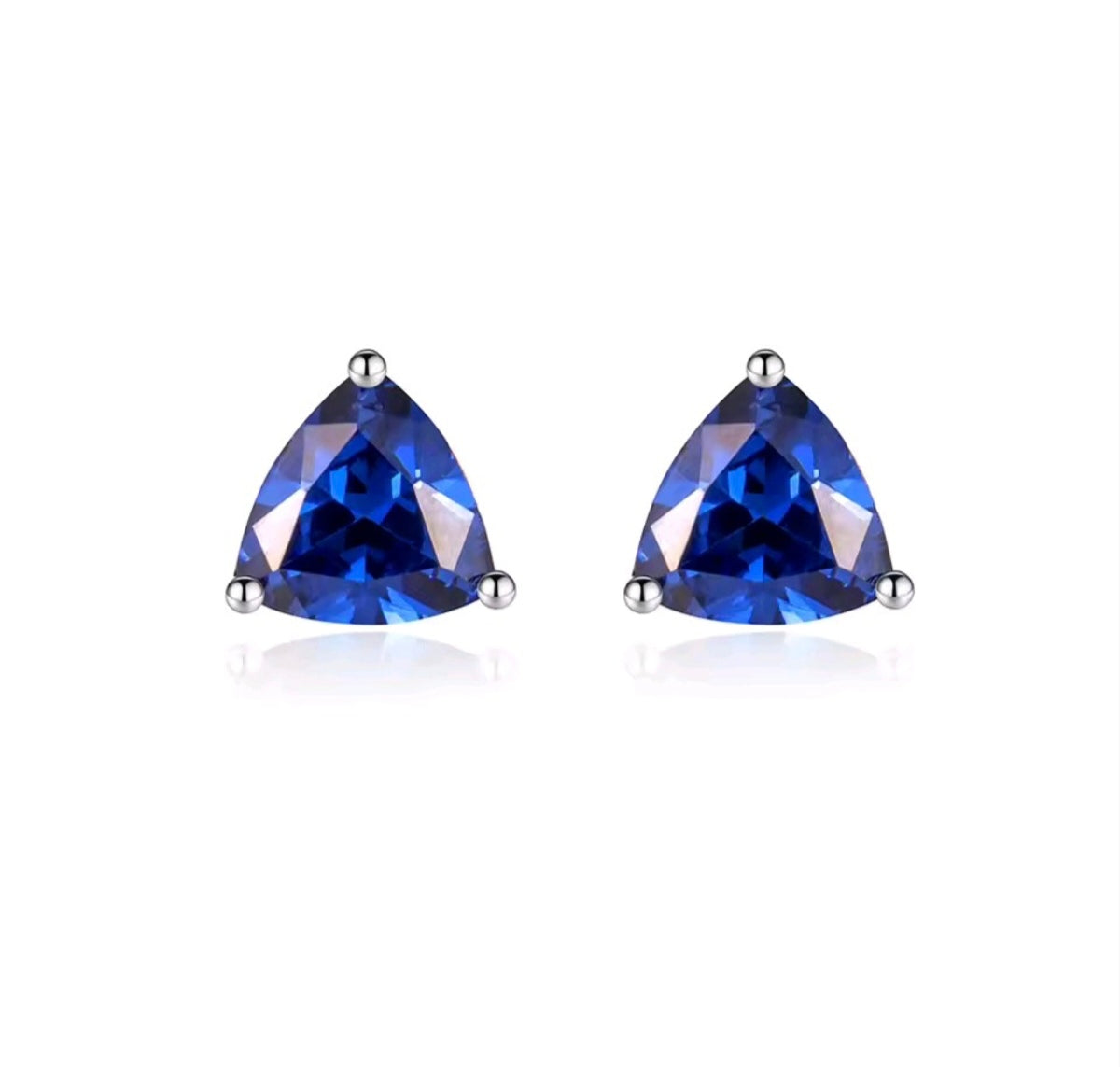 925 Sterling Silver blue triangle jewellery set