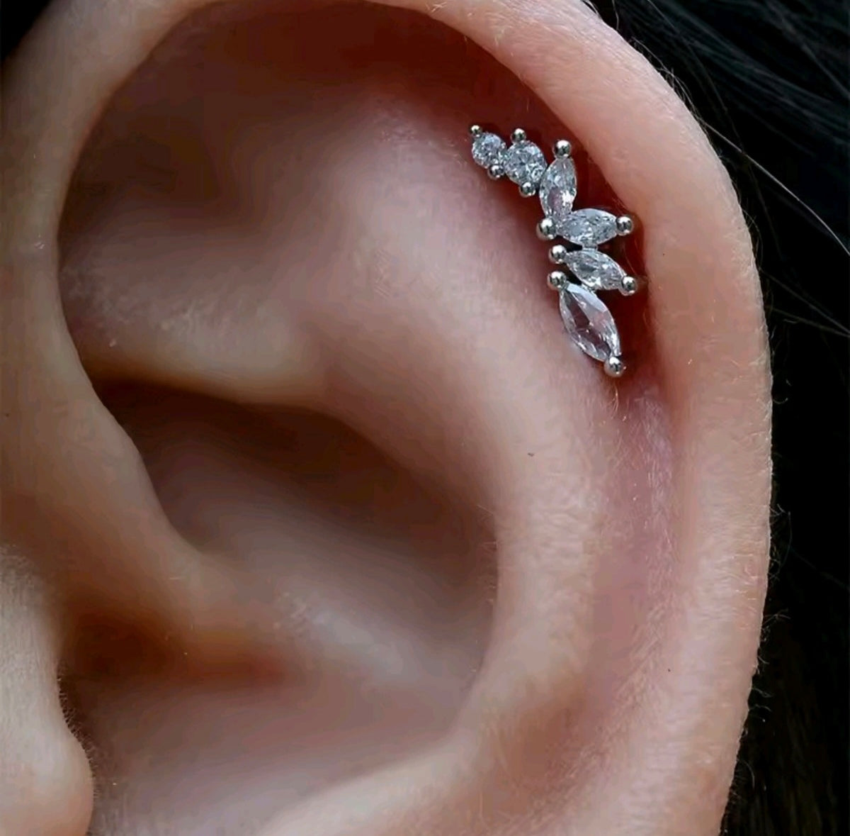 Petal Crystal Marquise Ear Climbers