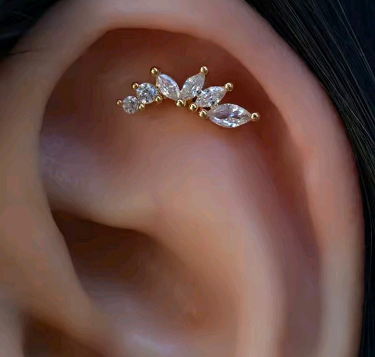 Petal Crystal Marquise Ear Climbers