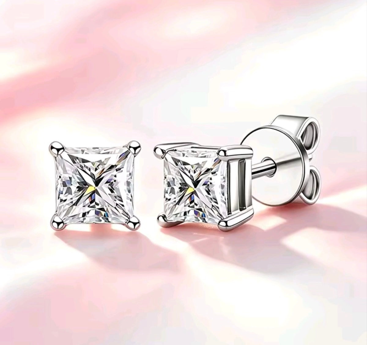 925 Sterling Silver Moissanite Earrings – Princess, Heart & Marquise Cuts