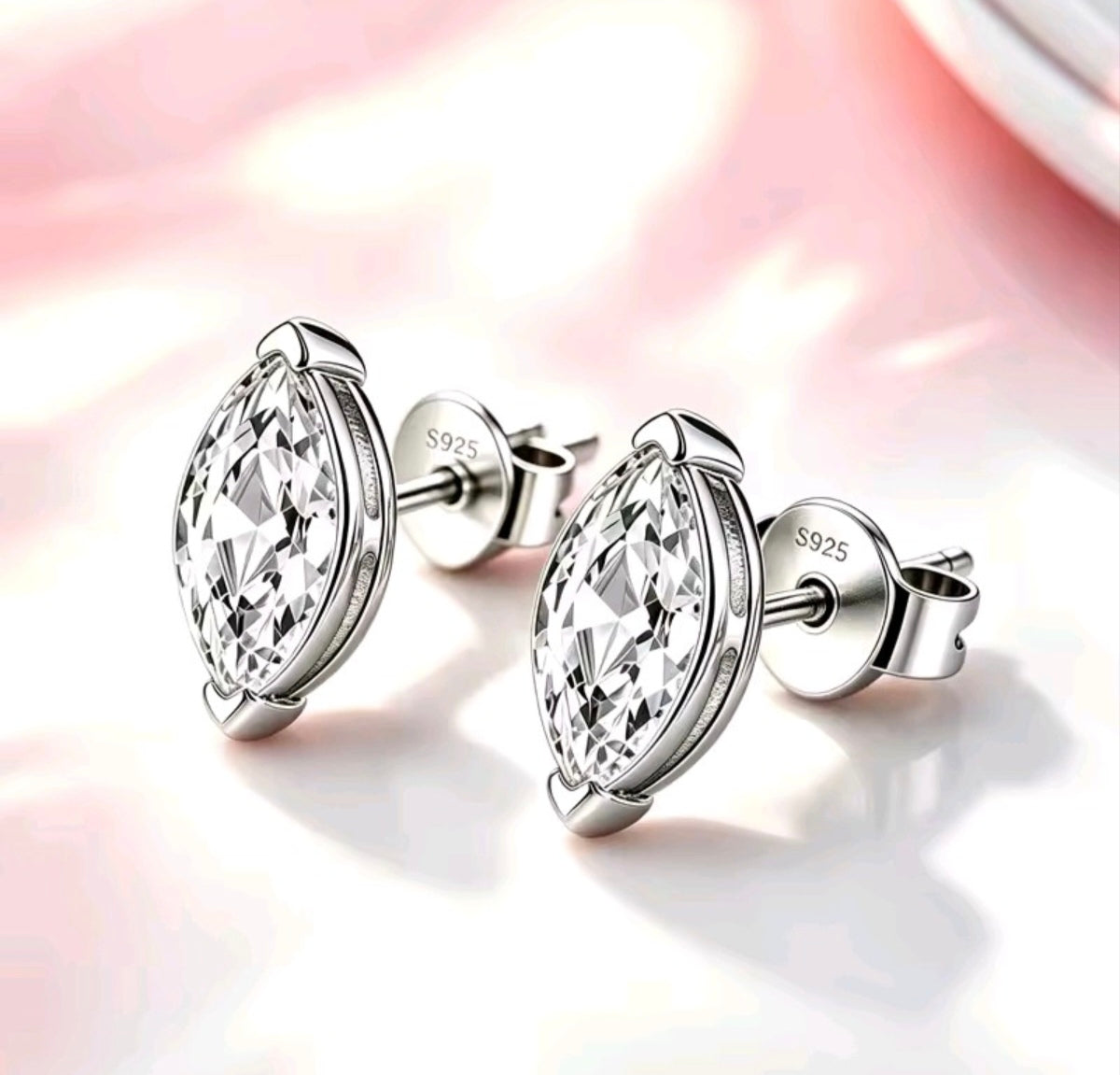 925 Sterling Silver Moissanite Earrings – Princess, Heart & Marquise Cuts