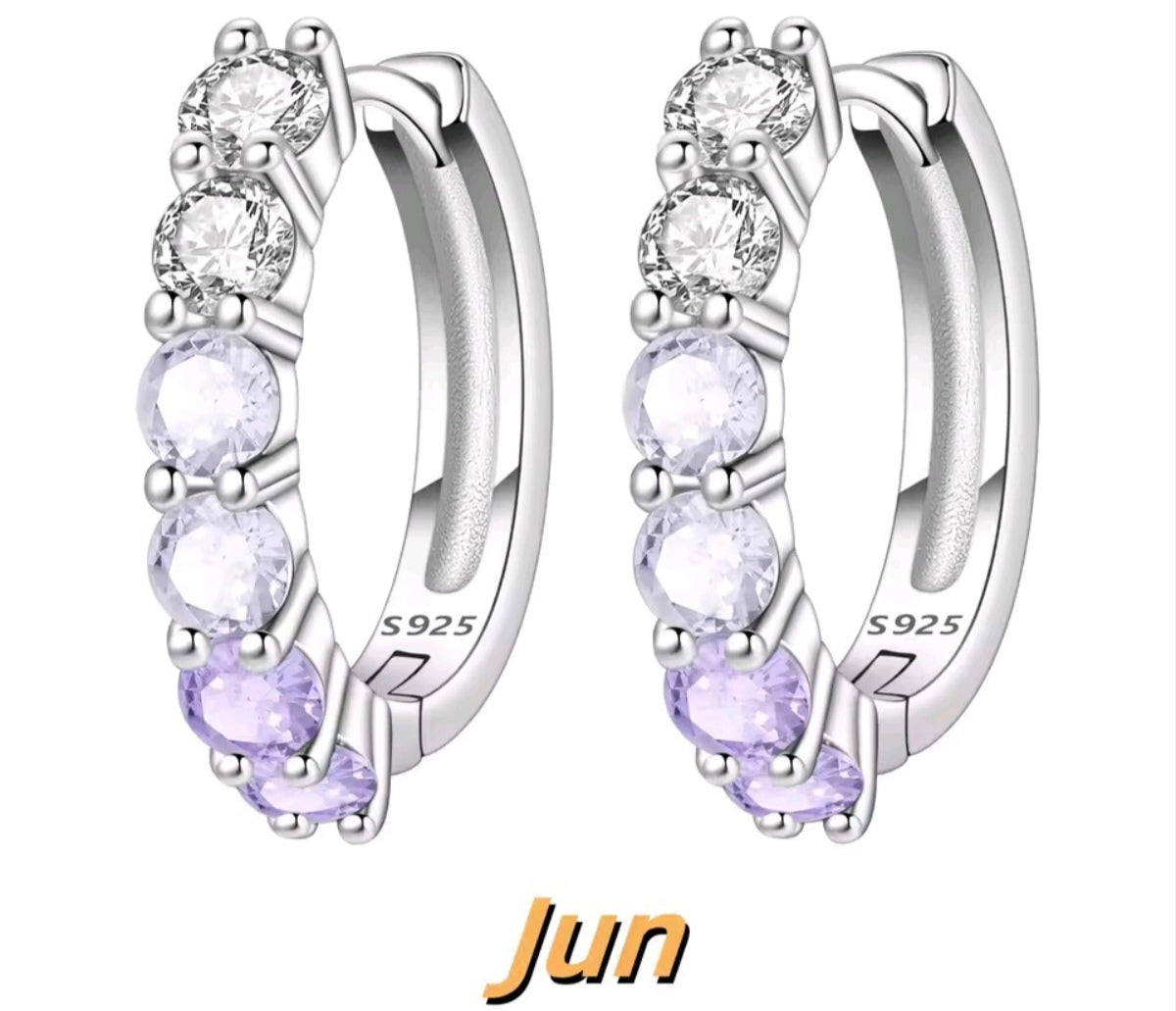 925 Sterling Silver birthstone small hoop earrings