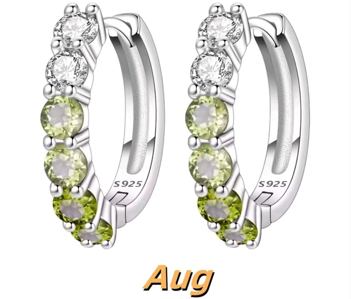 925 Sterling Silver birthstone small hoop earrings