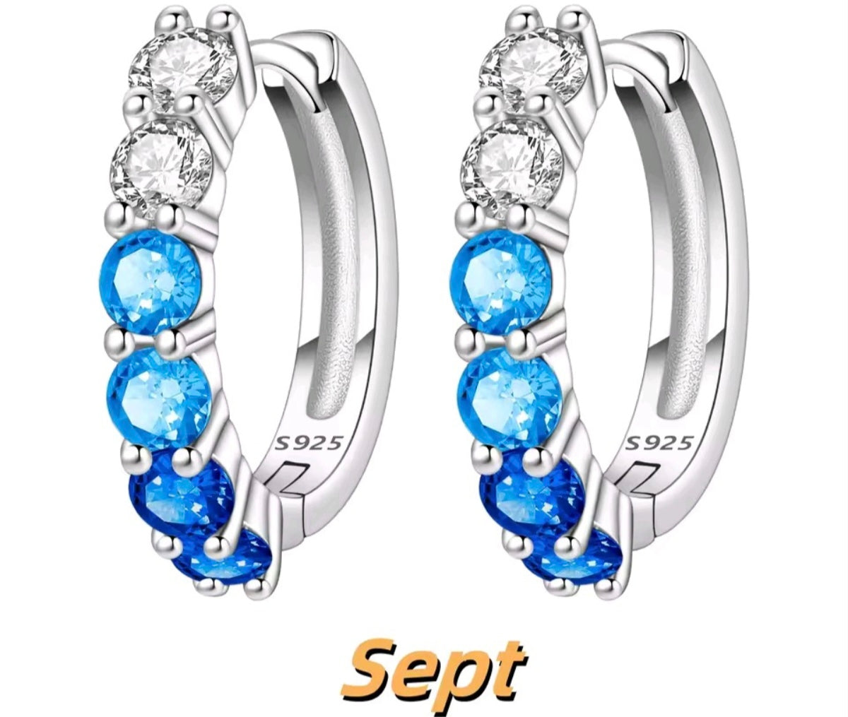 925 Sterling Silver birthstone small hoop earrings