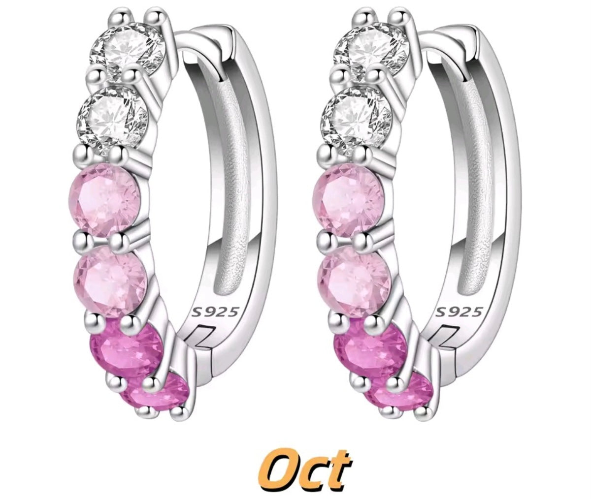 925 Sterling Silver birthstone small hoop earrings