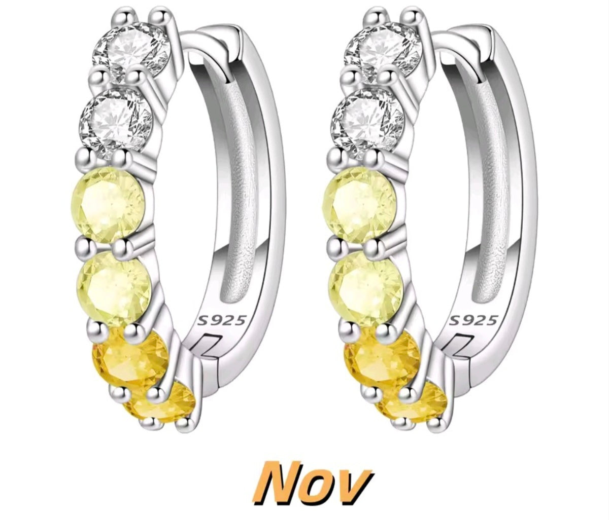 925 Sterling Silver birthstone small hoop earrings