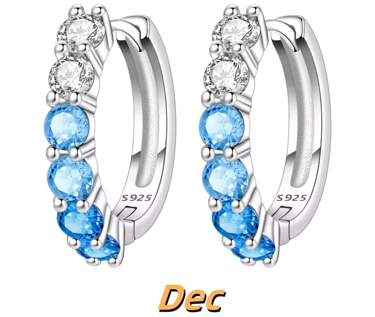925 Sterling Silver birthstone small hoop earrings