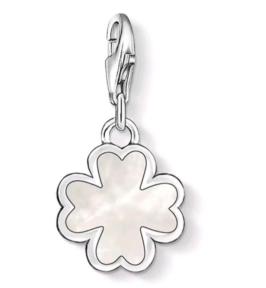925 Sterling Silver clover leaf shell link charm