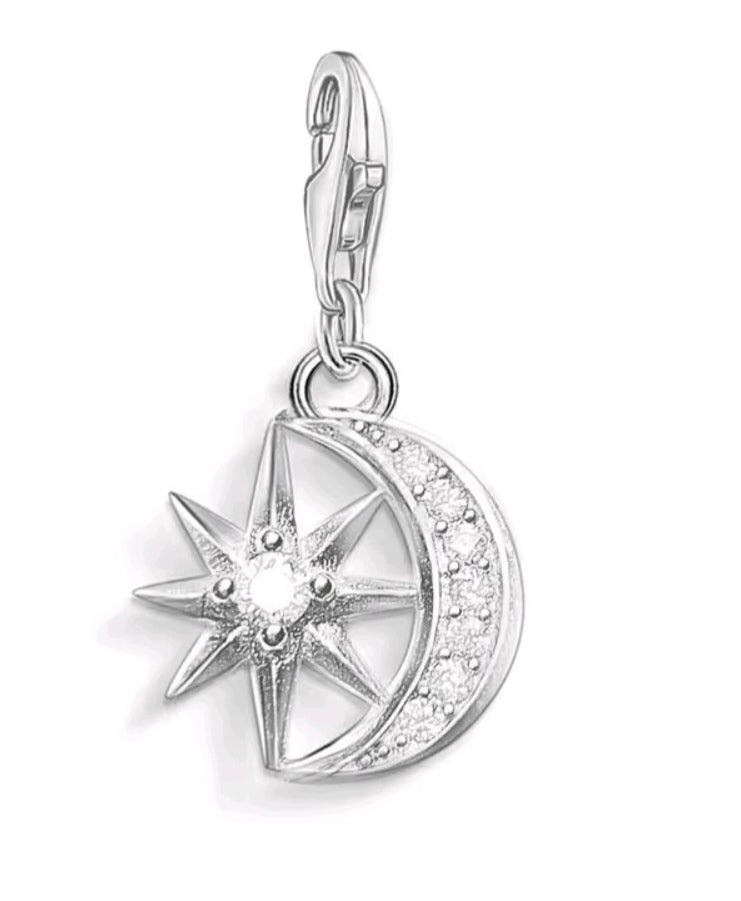 925 Sterling Silver Star & moon link charm