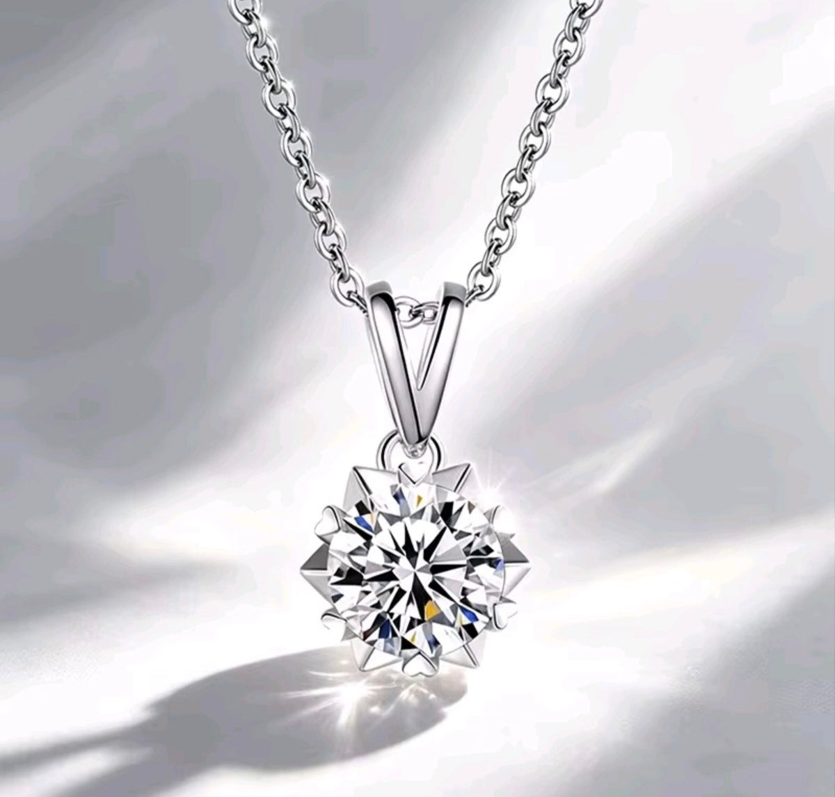 925 Sterling Silver 1CT Moissanite Snowflake pendant