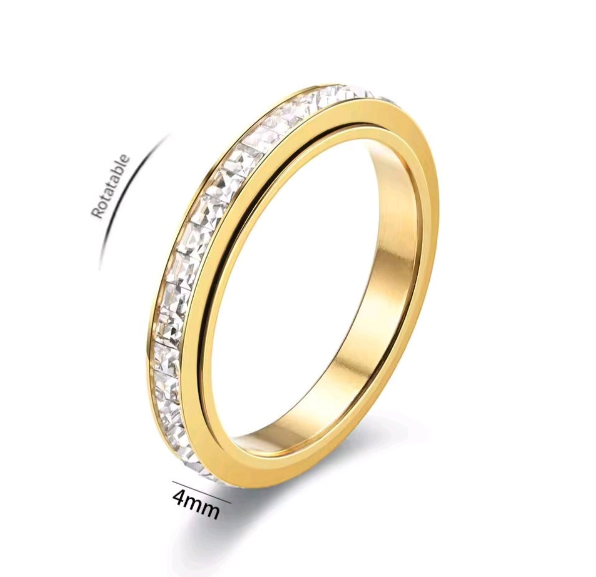 Stainless Steel Zirconia Rotatable Anxiety Ring