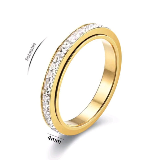 Stainless Steel Zirconia Rotatable Anxiety Ring