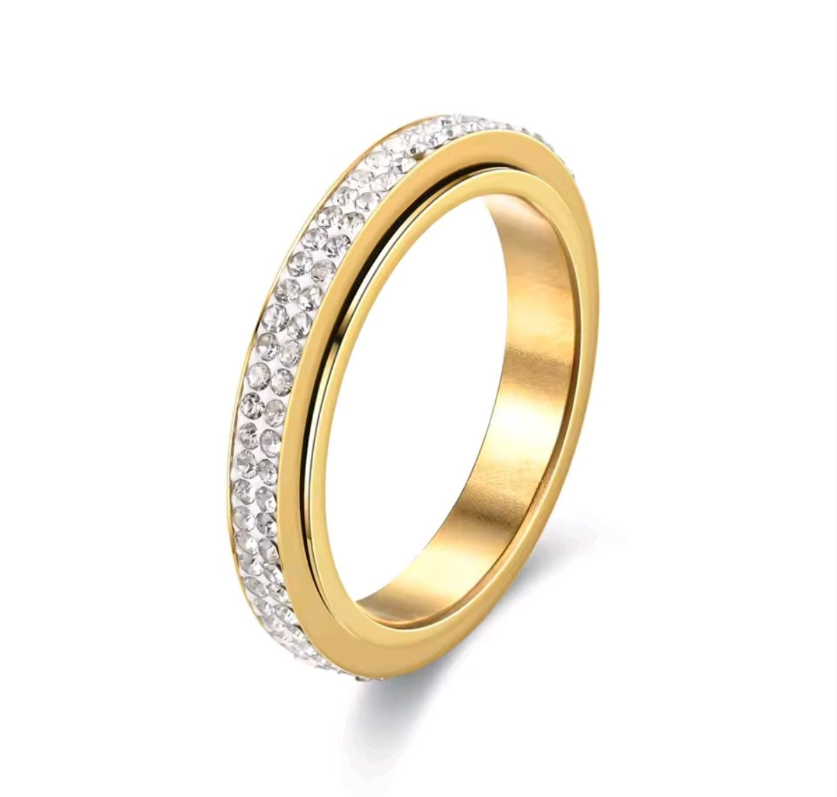 Stainless Steel Zirconia Rotatable Anxiety Ring