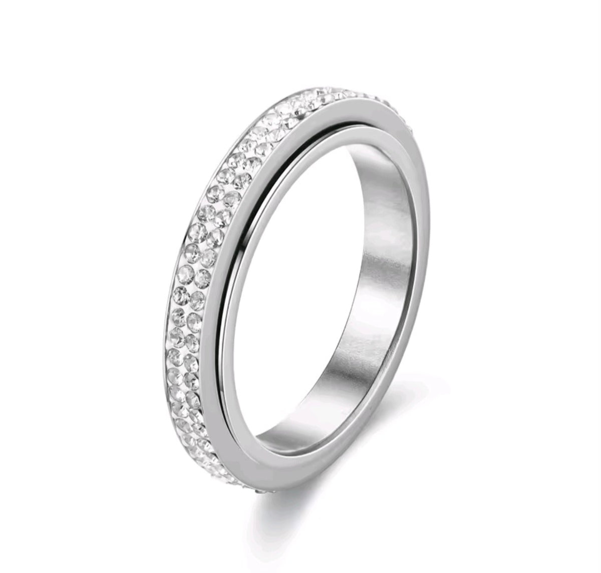 Stainless Steel Zirconia Rotatable Anxiety Ring