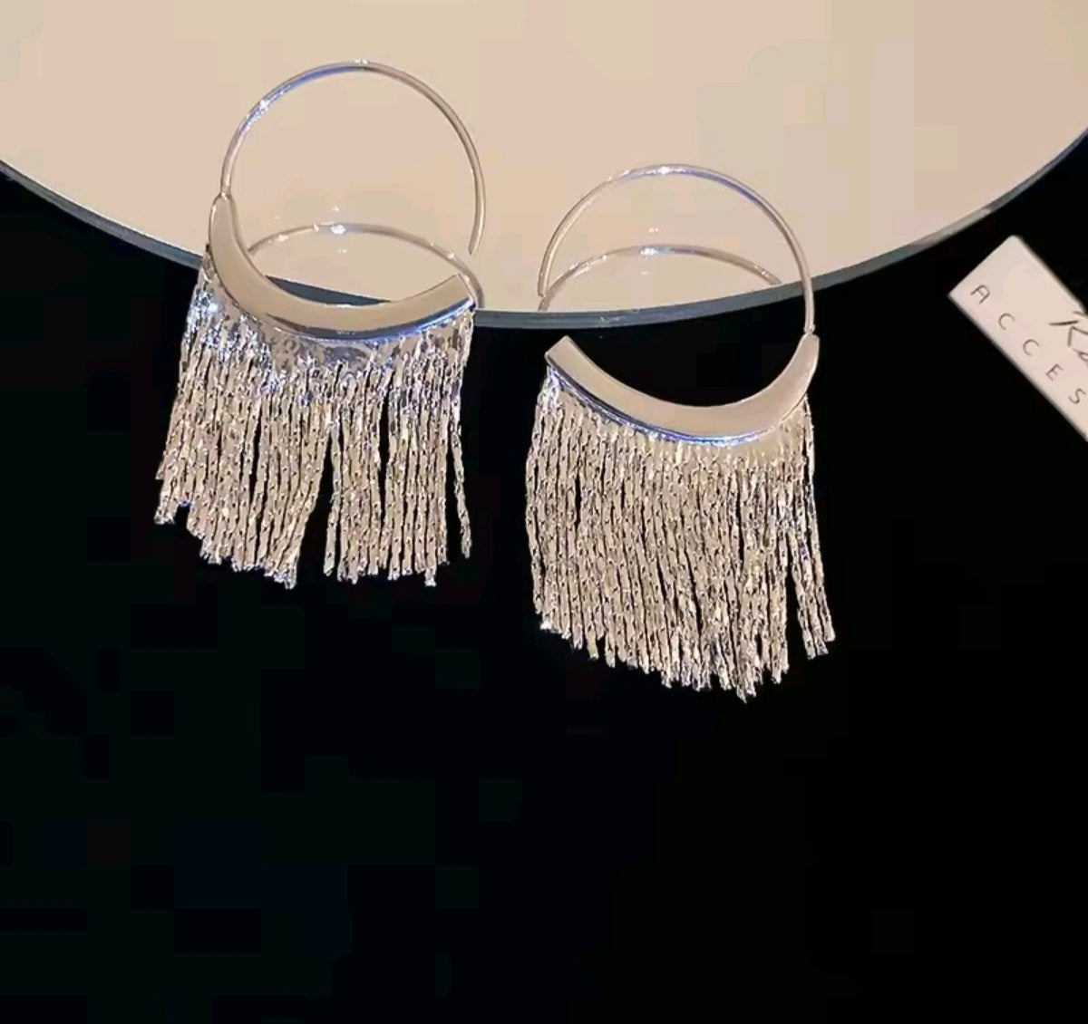 925 Sterling Silver Tassel hoop earrings