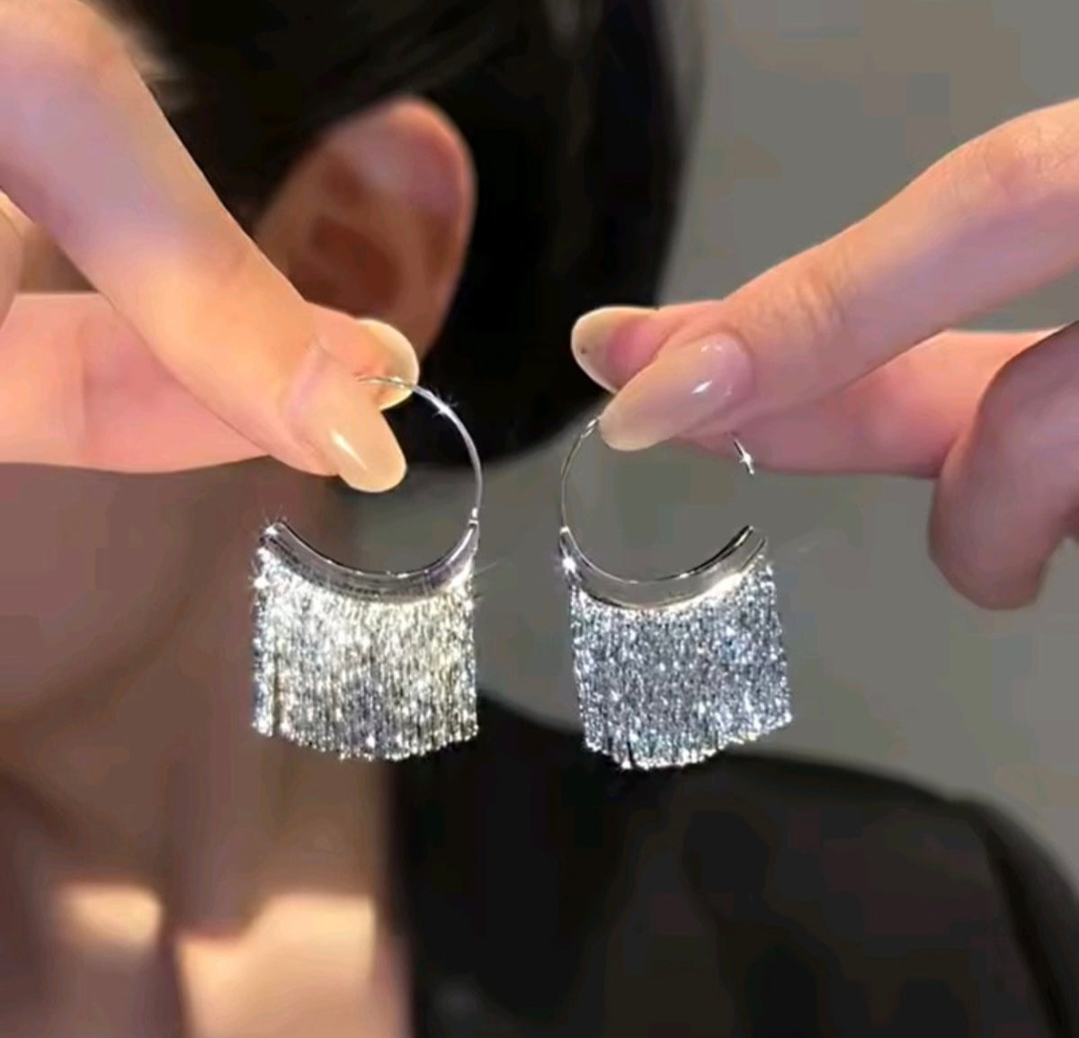 925 Sterling Silver Tassel hoop earrings