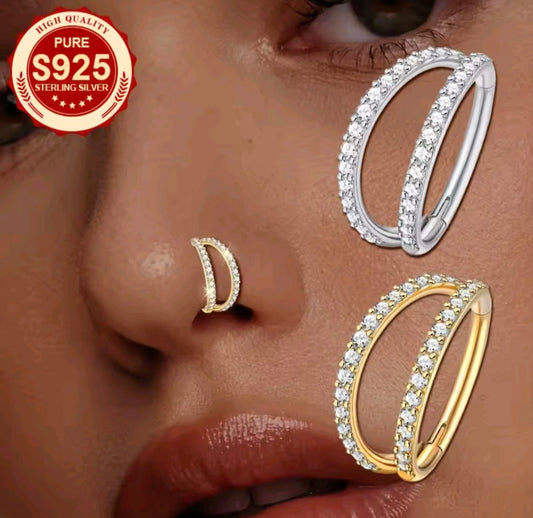 925 Sterling Silver Double layer nose ring