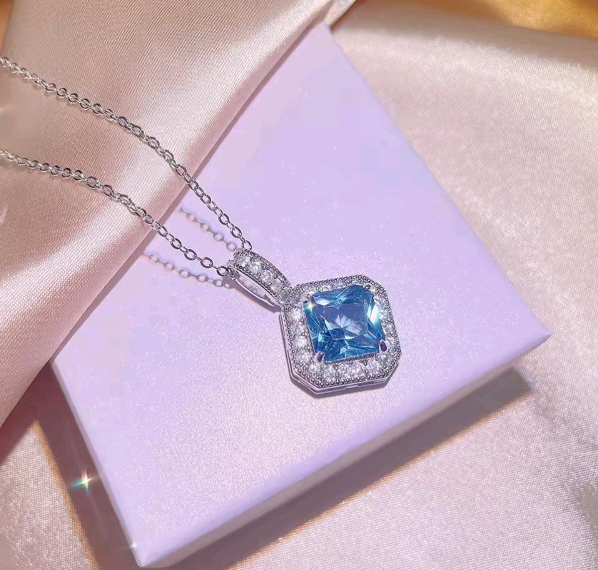 925 Sterling Silver Blue Necklace