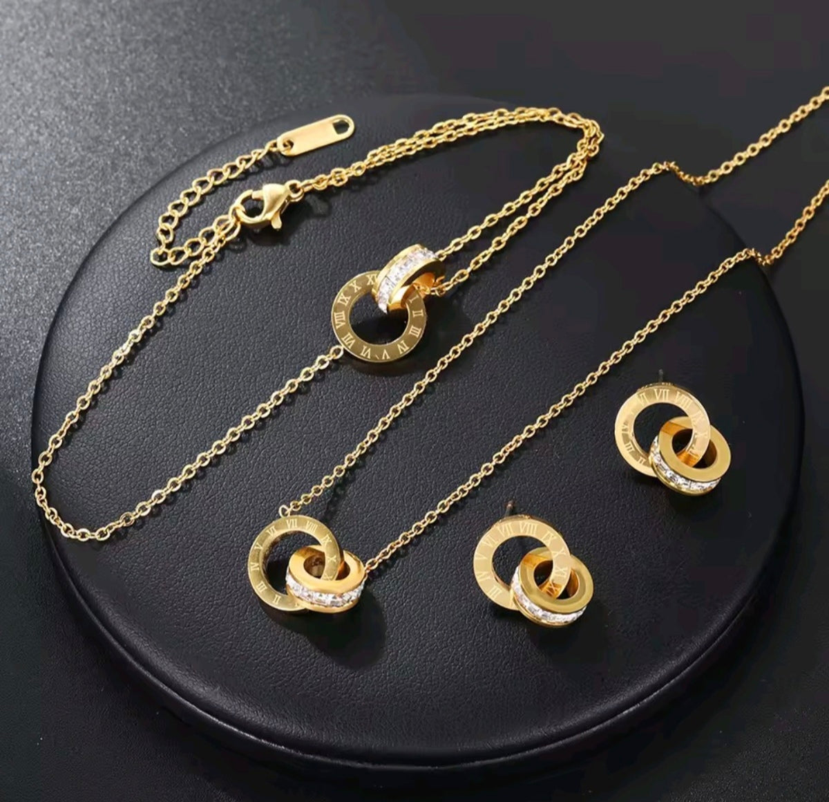 Stainless Steel Roman Numerals Jewellery Set