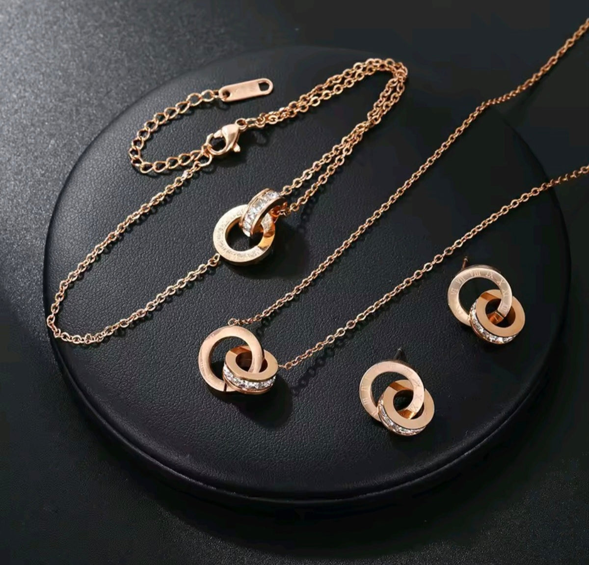Stainless Steel Roman Numerals Jewellery Set