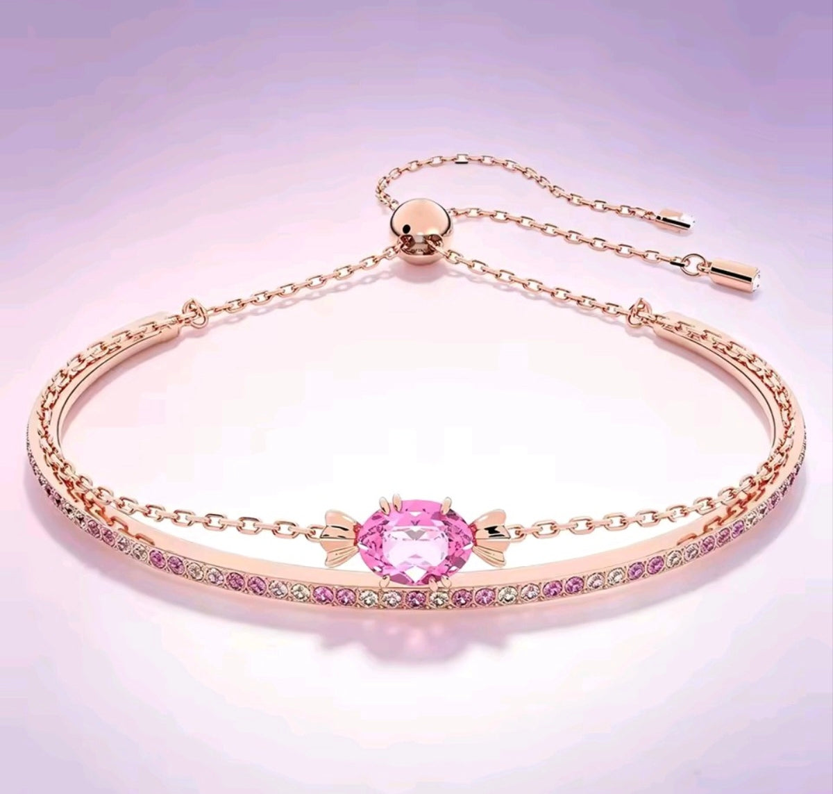 Rose gold pink candy Charm Double Strand Bracelet
