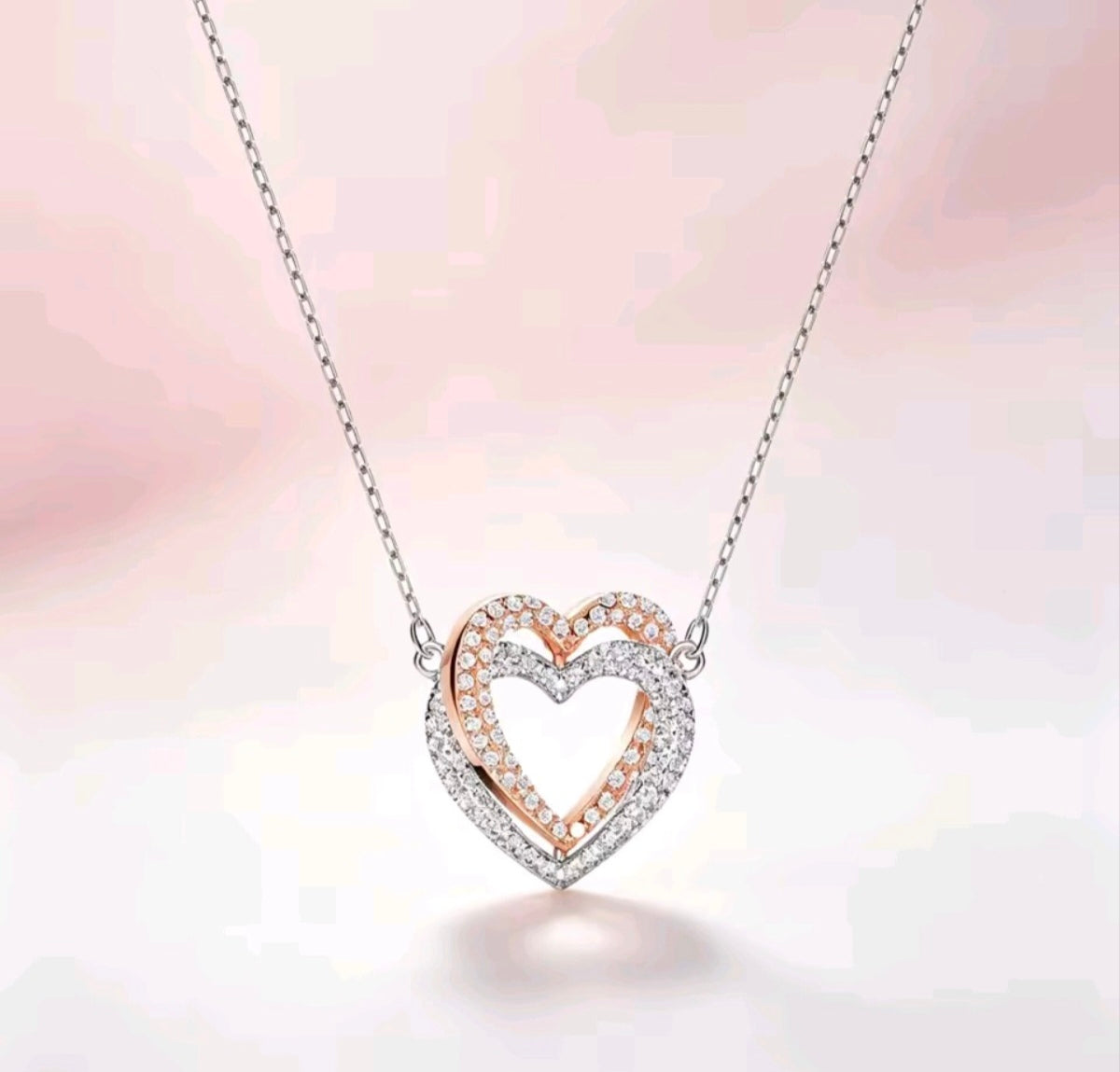 Mixed Metal Double Heart Necklace