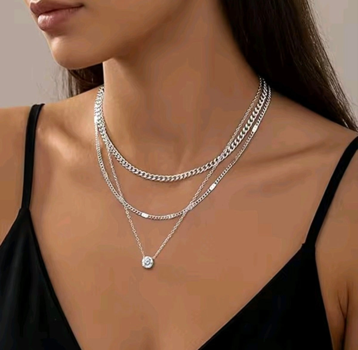 3-Layer Stackable Moissanite Necklace Set