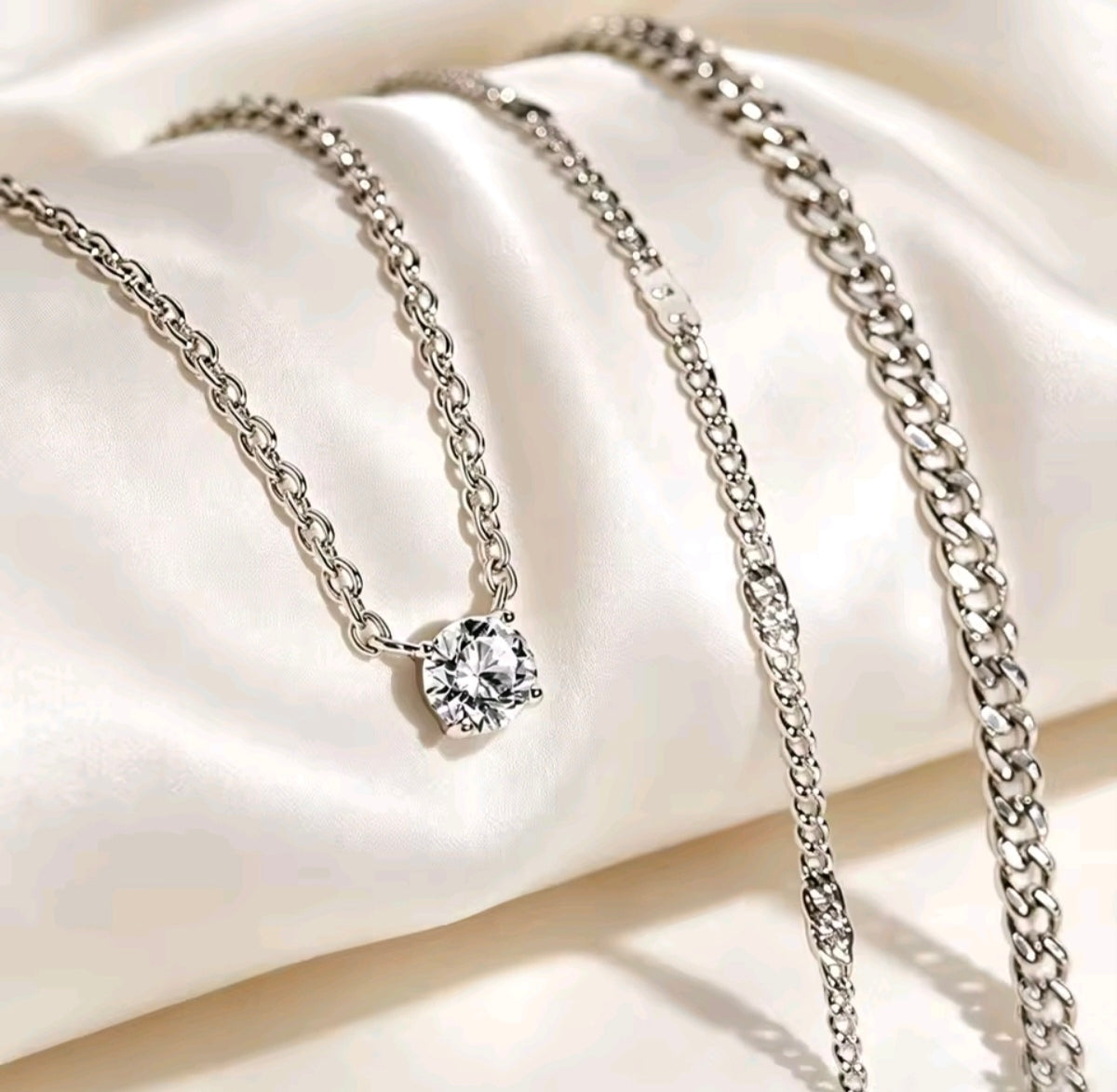 3-Layer Stackable Moissanite Necklace Set