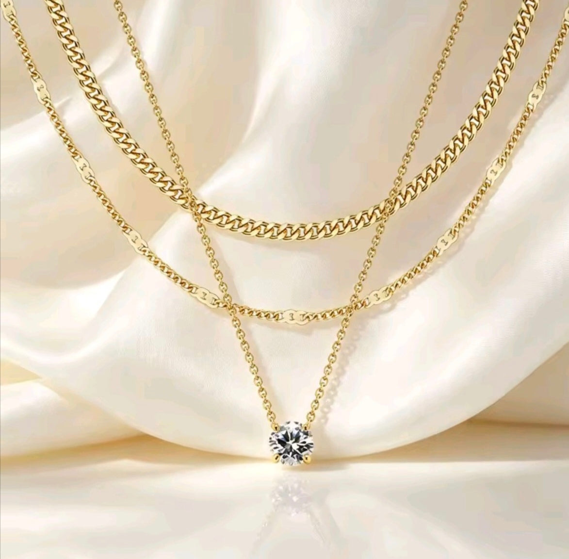 3-Layer Stackable Moissanite Necklace Set