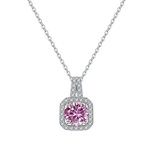 Princess cut square pendant necklace