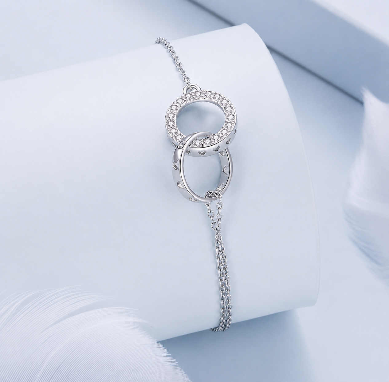 925 Sterling Silver Double Circle Bracelet