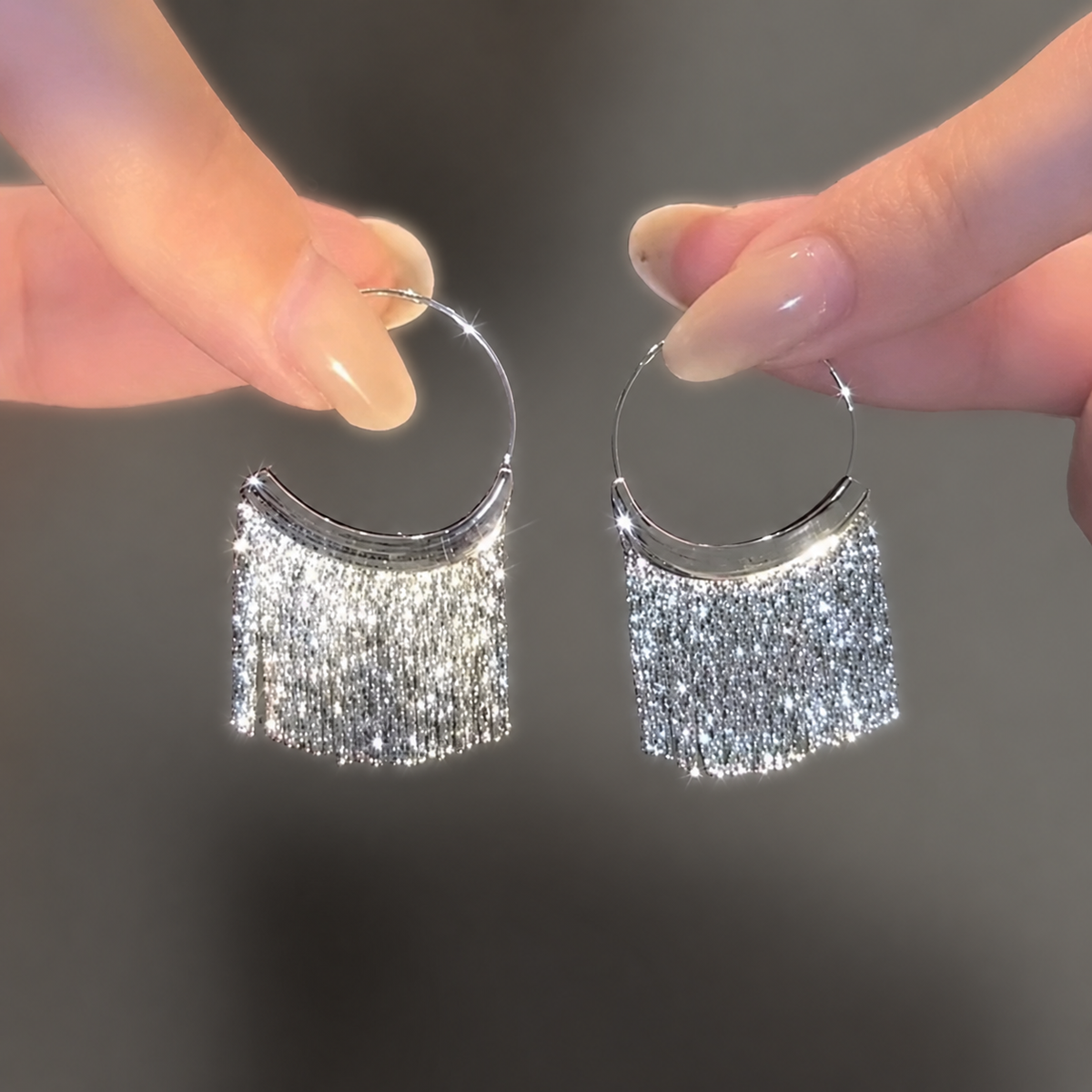 925 Sterling Silver Tassel hoop earrings