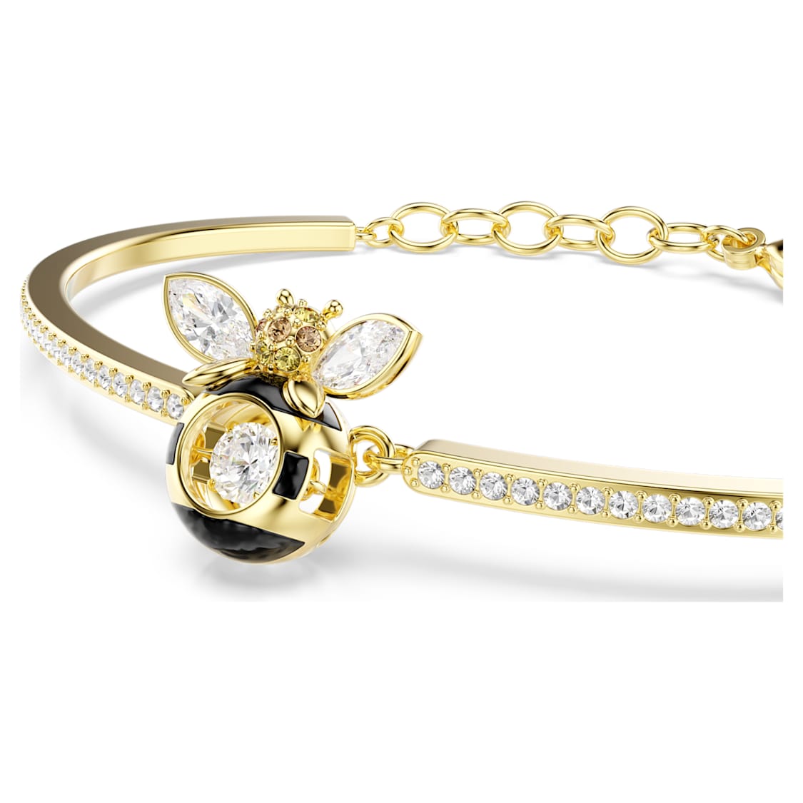 Mixed metal bee opening bangle bracelet