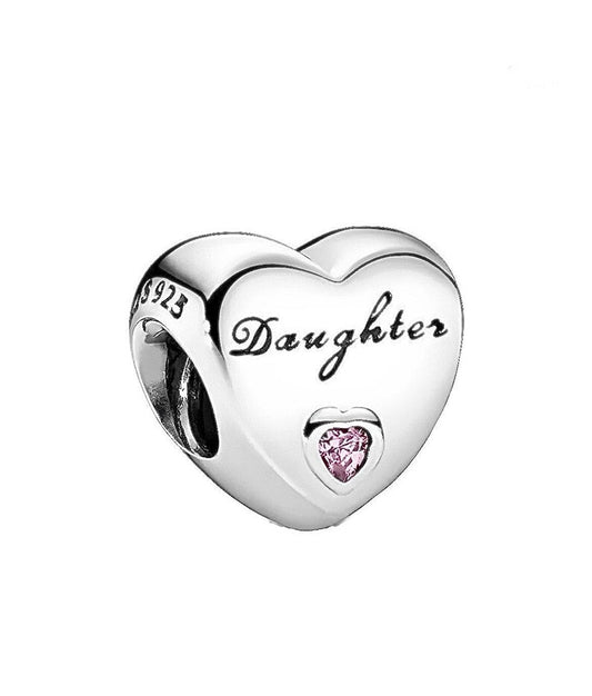 925 Sterling Silver daughter heart charm