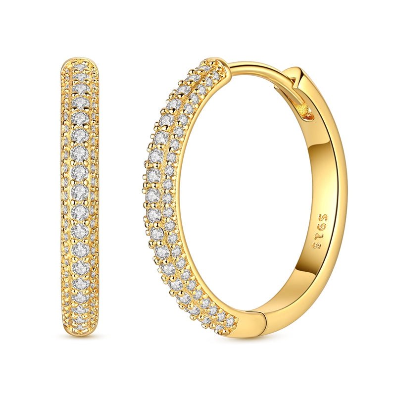 925 Sterling Silver gold plated Zircon hoop earrings